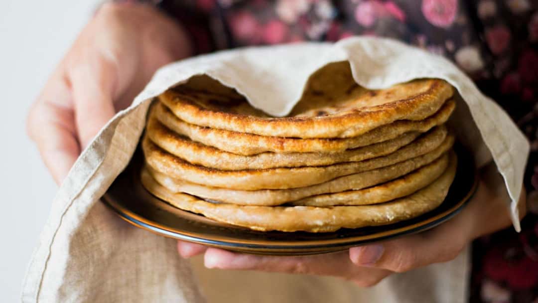 A pile of freshly made parathas