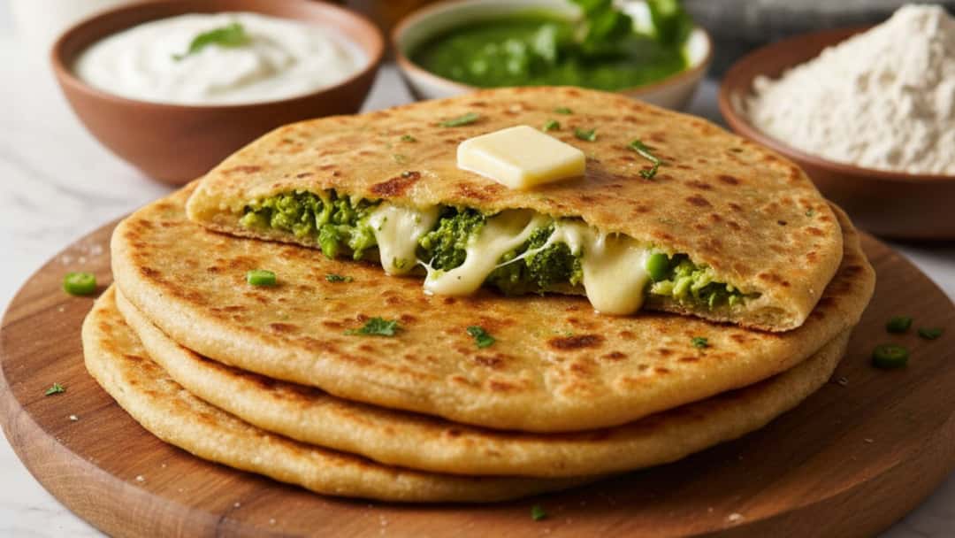 Cheesy Broccoli Paratha Recipe 