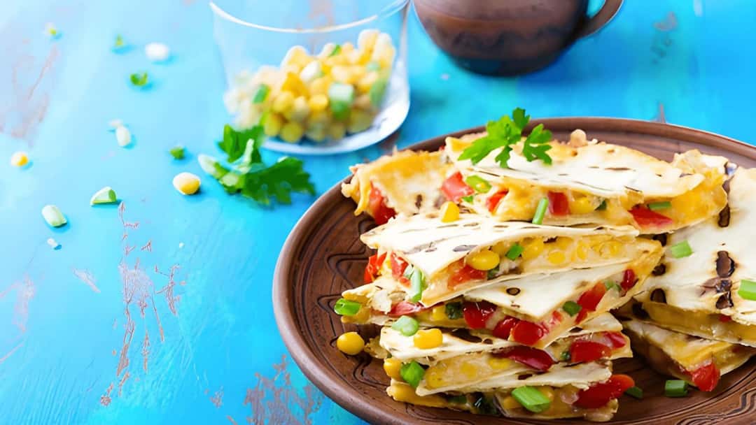 Chilli cheese naan quesadillas on a plate