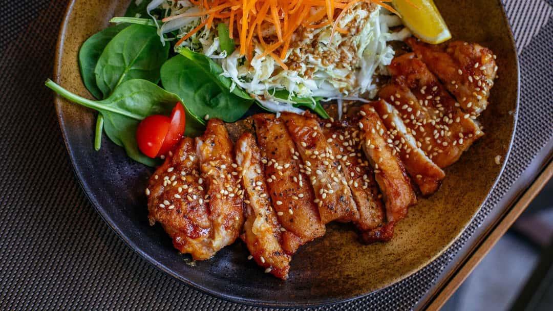 Chinese chicken salad in a bowl