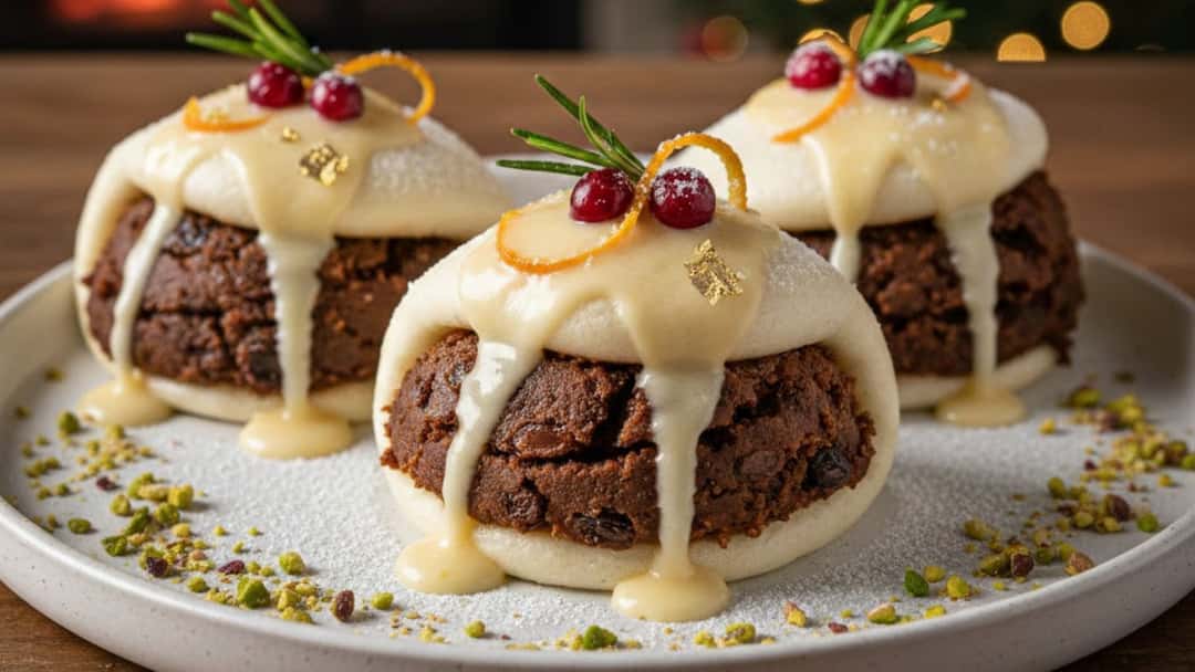 Christmas Pudding Steamed Buns