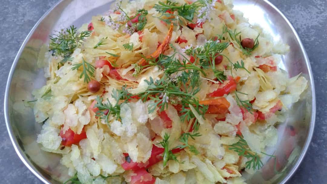 Cucumber avalakki on a steel plate