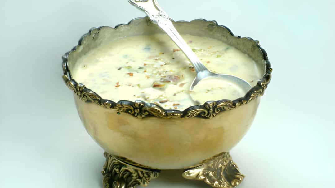 Dry fruit kheer in a charming ceramic bowl