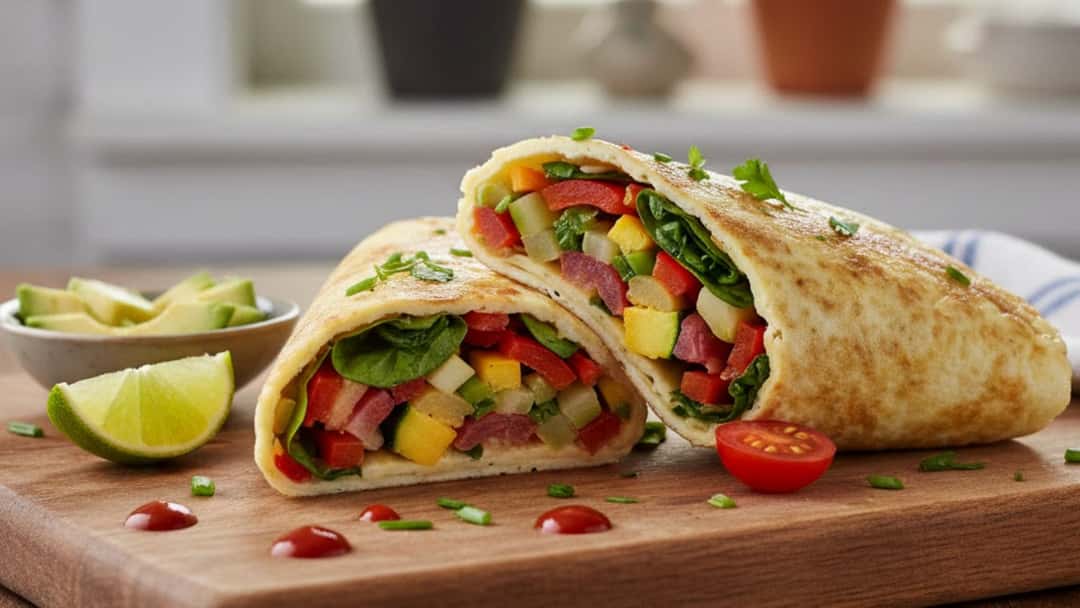 Egg white omelette wrap with vegetables
