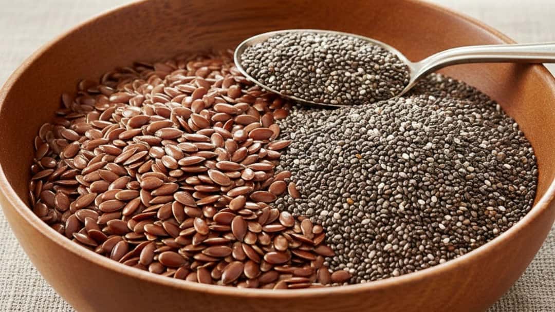 A big bowl of Flax Seeds and Chia Seeds