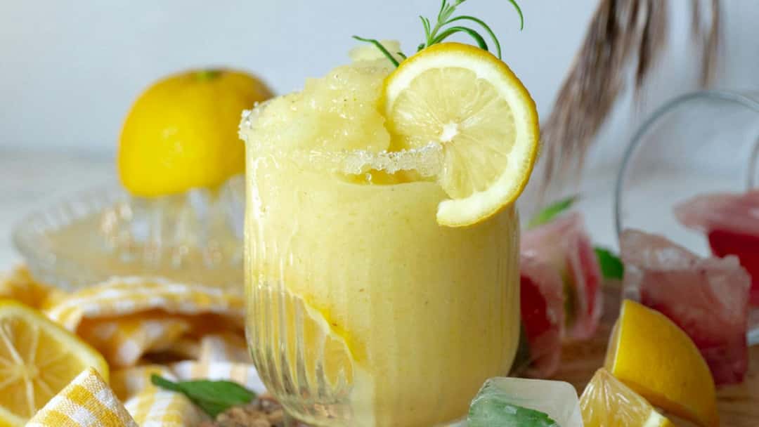 Frozen lemonade slush in a glass