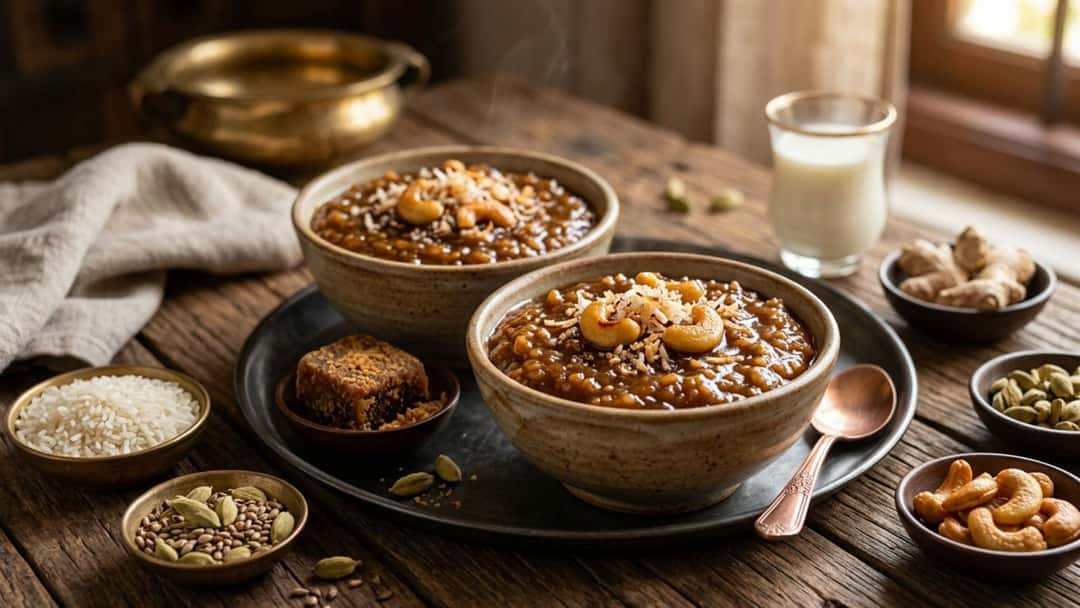 Ginger Jaggery Rice Pudding
