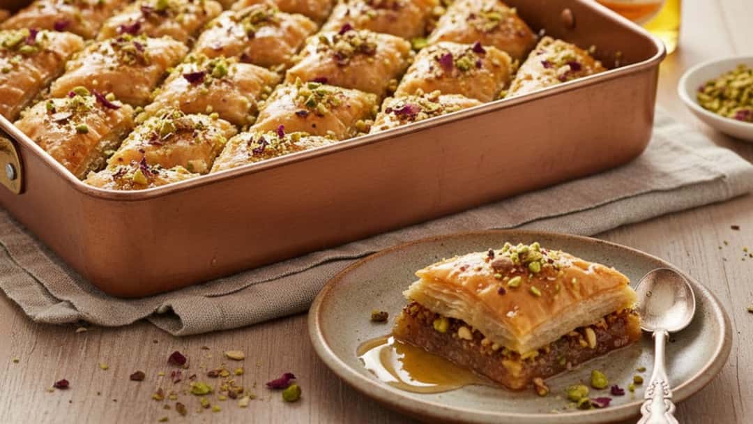 Gluten free baklava with honey syrup
