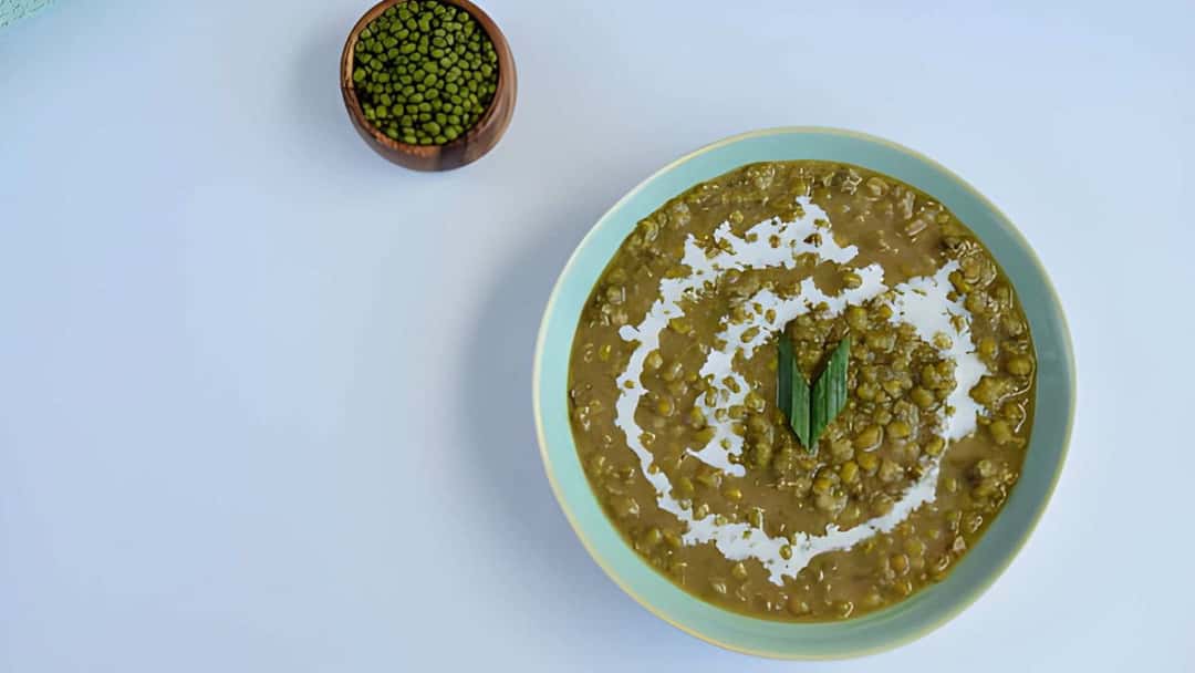 Green moong dal in a bowl - banner image