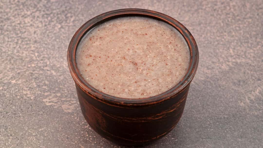 Ragi koozh in a bowl