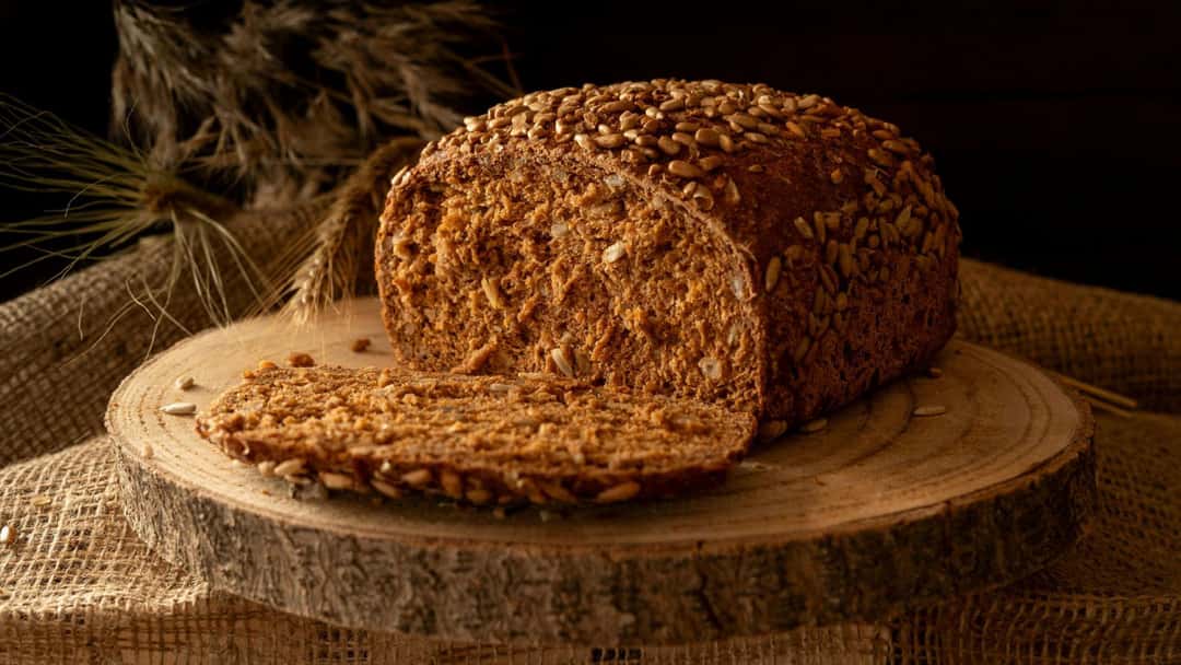 Seed bread on a wooden board