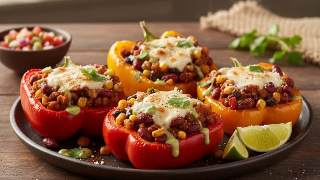 Kidney Bean Stuffed Bell Peppers