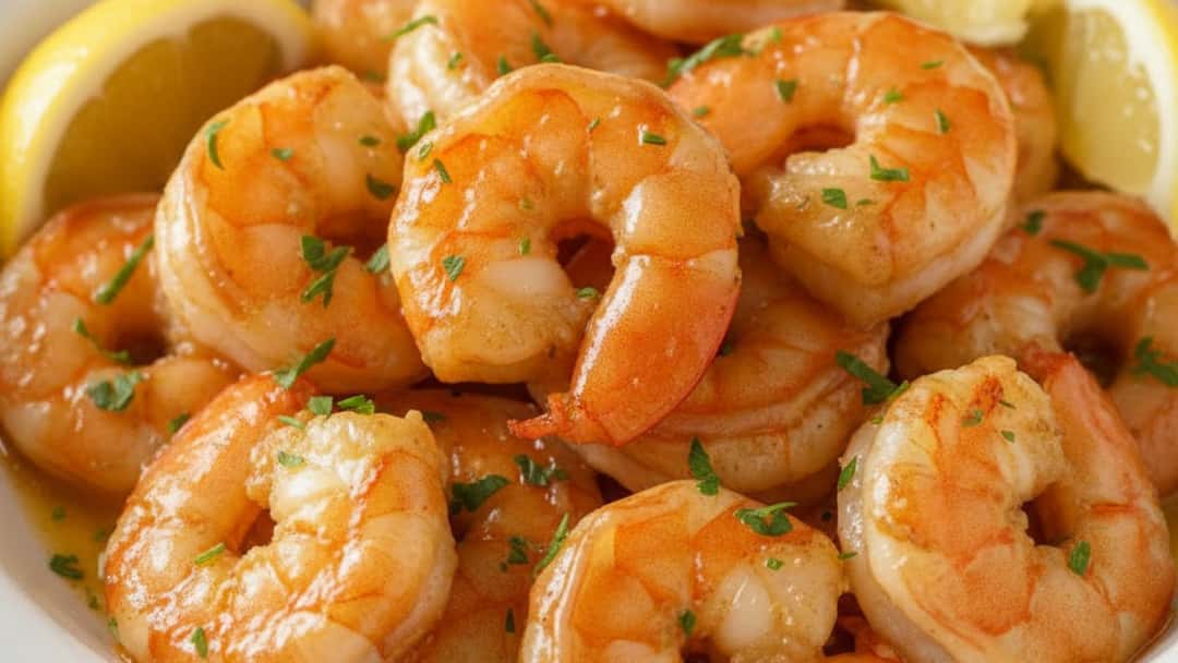 Shrimp cooked in lemon garlic butter sauce