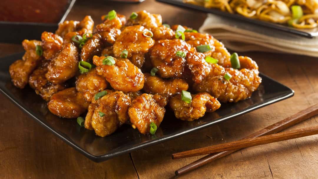 A plate of fried Chinese chicken