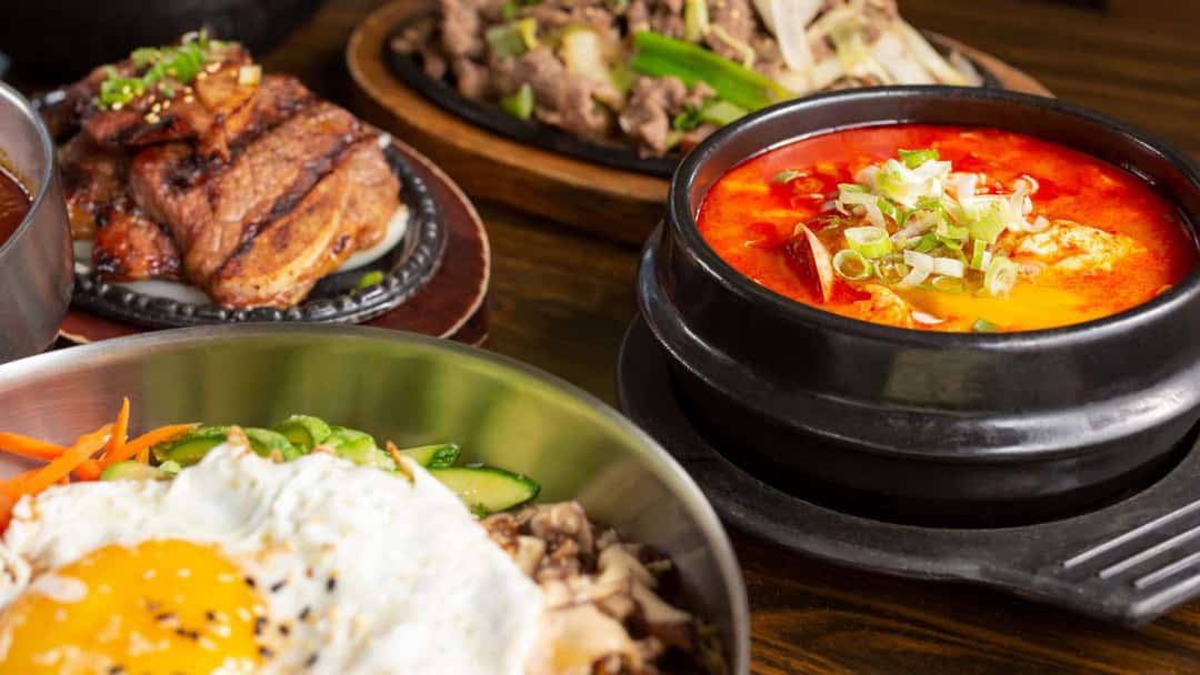 Korean dishes arranged on a table