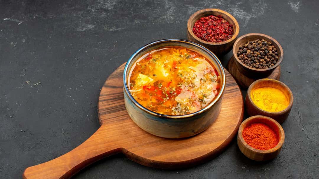 tadka on dal with masala and spices.
