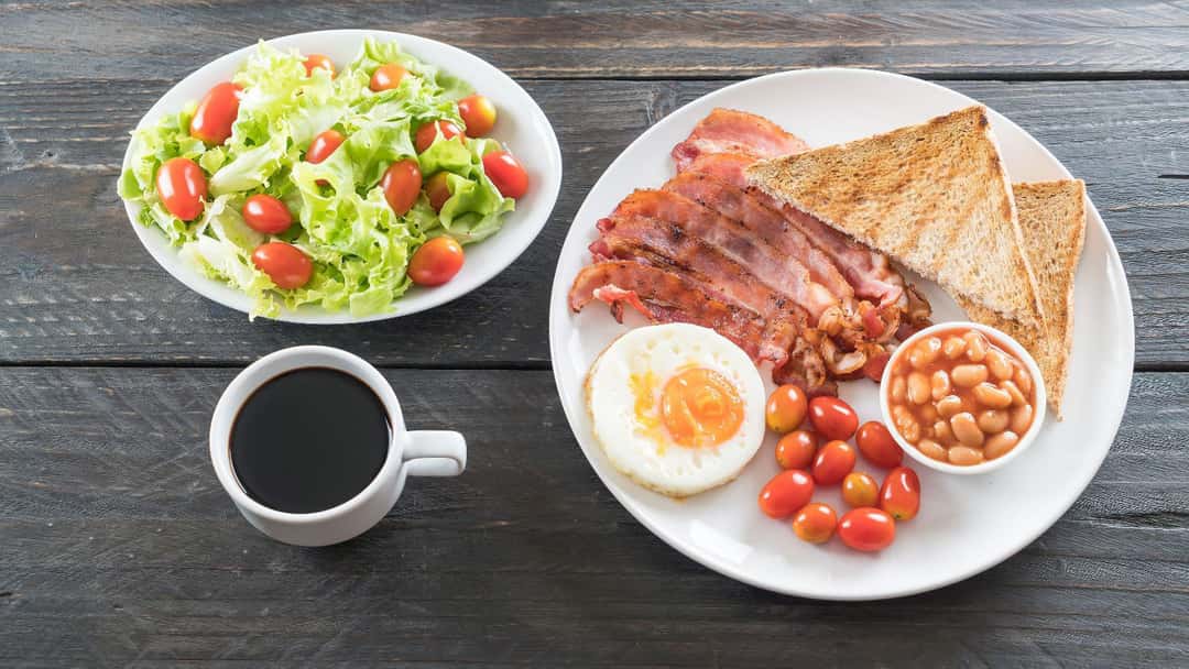 Full English breakfast with meat