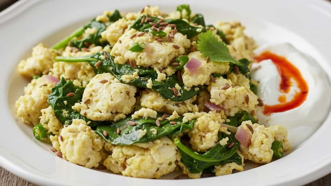 Masala Egg White Scramble With Spinach