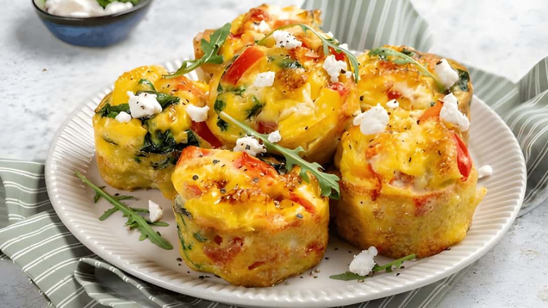 Masala omelette muffin cups on a plate