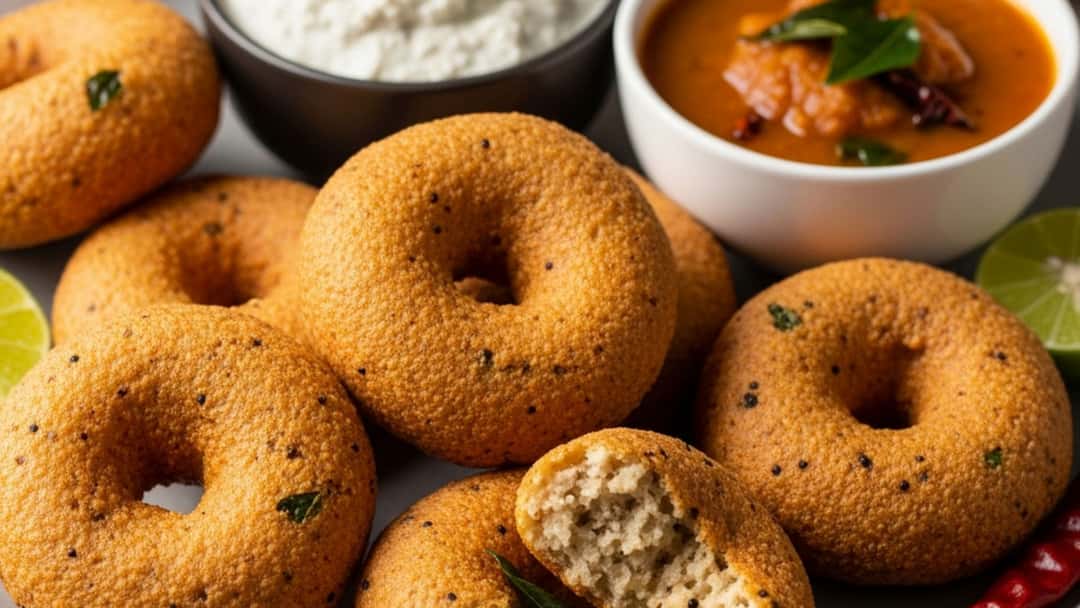 Golden millet medu vadas served with coconut chutney