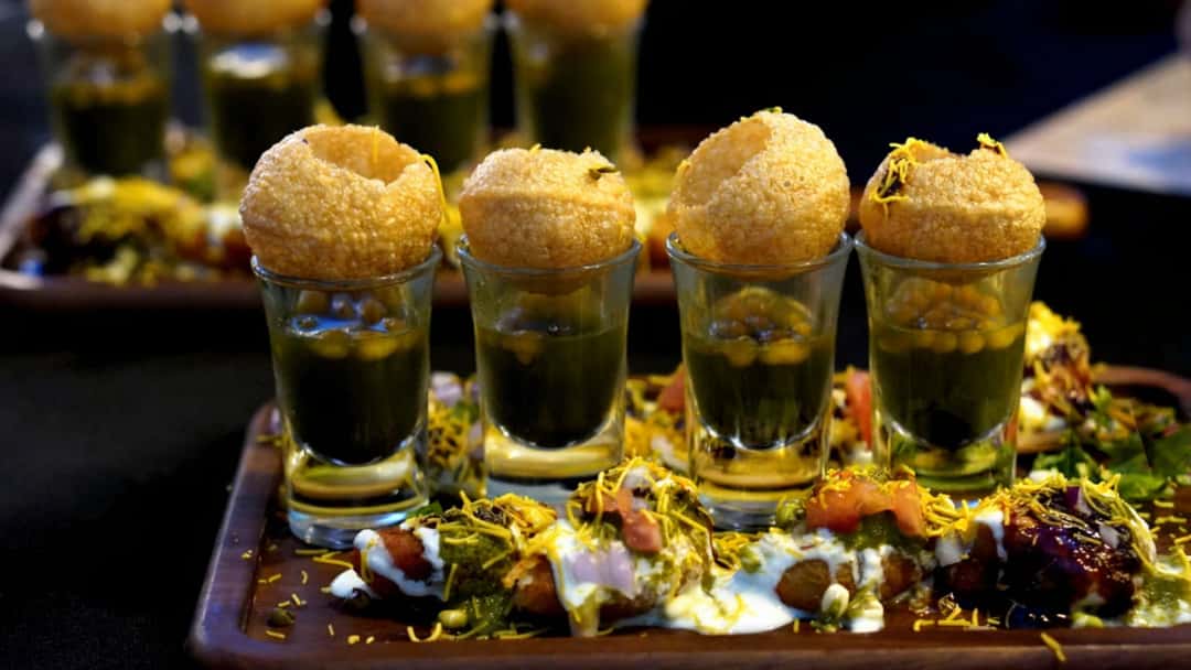 Tangy Mint Pani Puri Cocktail Shots 