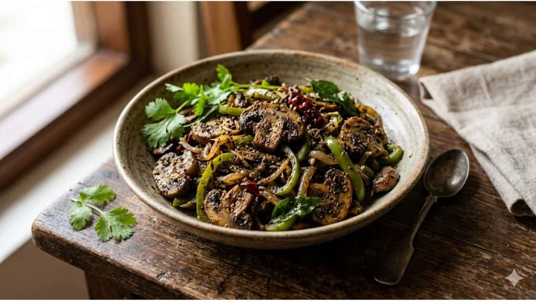 Mushroom pepper fry in a bowl