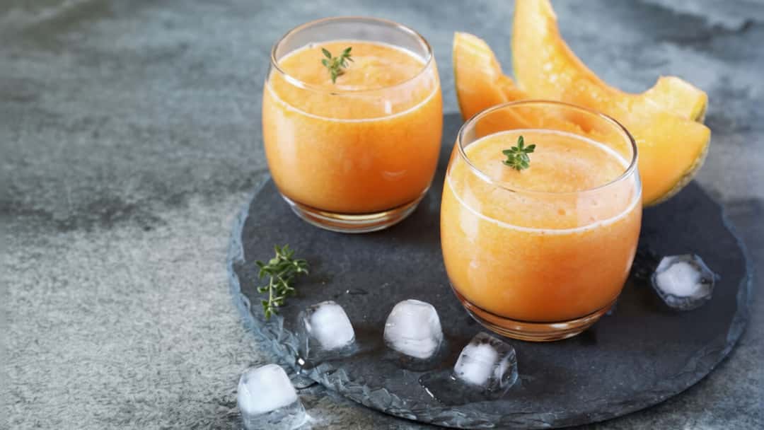 Glass of muskmelon milkshake