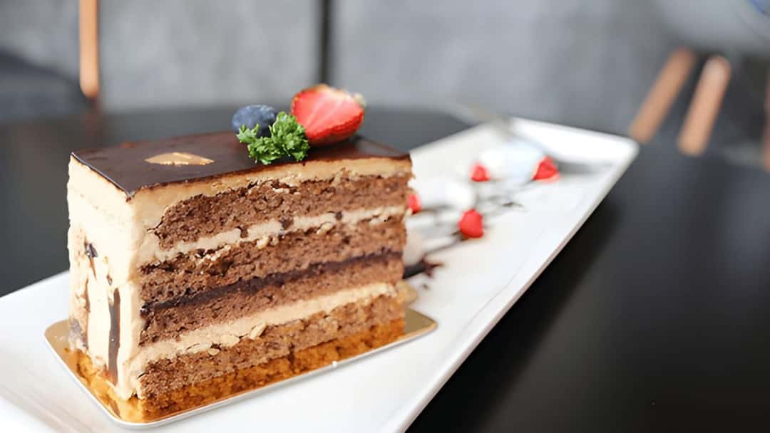 French Opera Cake With Rose Essence
