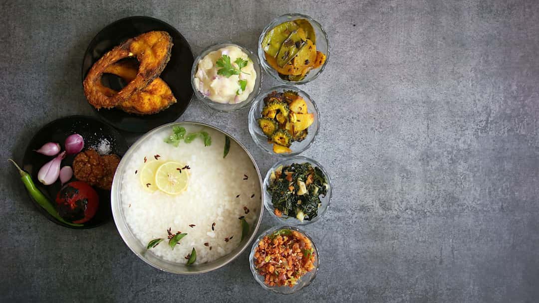 Pakhala bhaat with sides