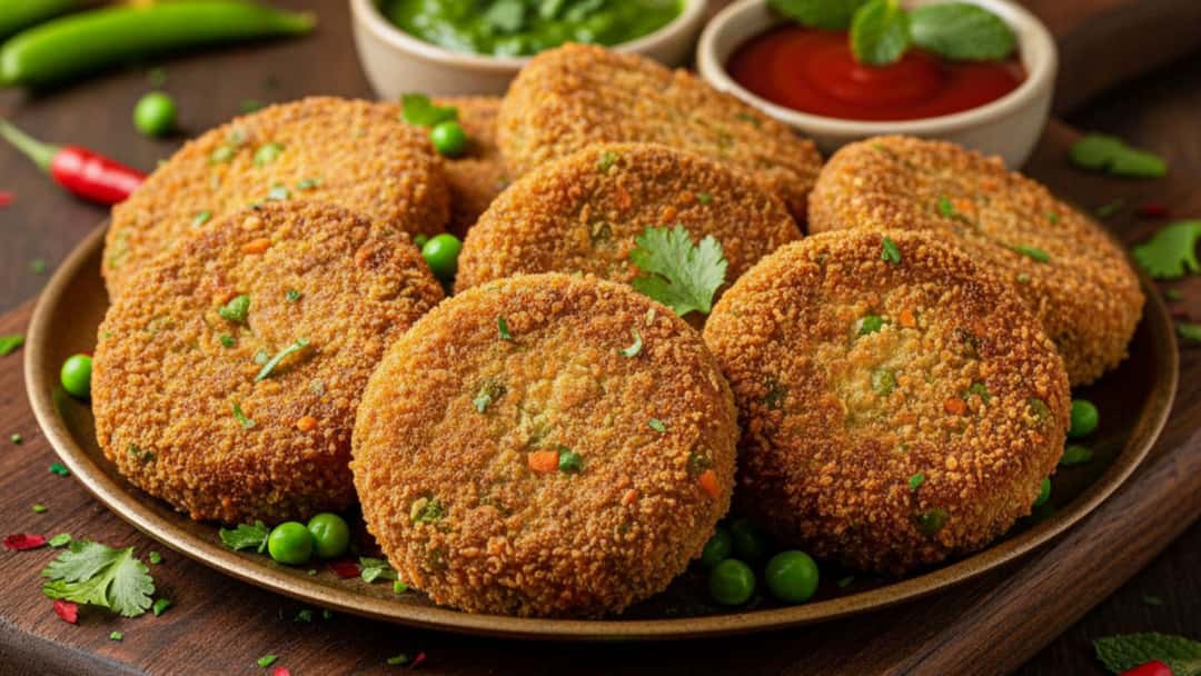 Crisp Vegetable Cutlets with Winter Peas