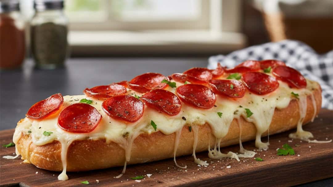 Cheesy Pepperoni Garlic Bread 