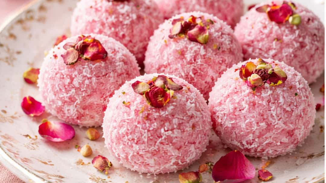 Rose bon bons on a plate