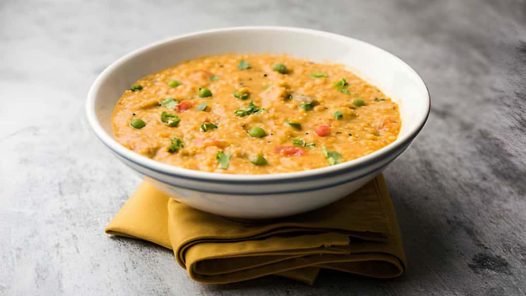 Vegetable oats porridge in a bowl