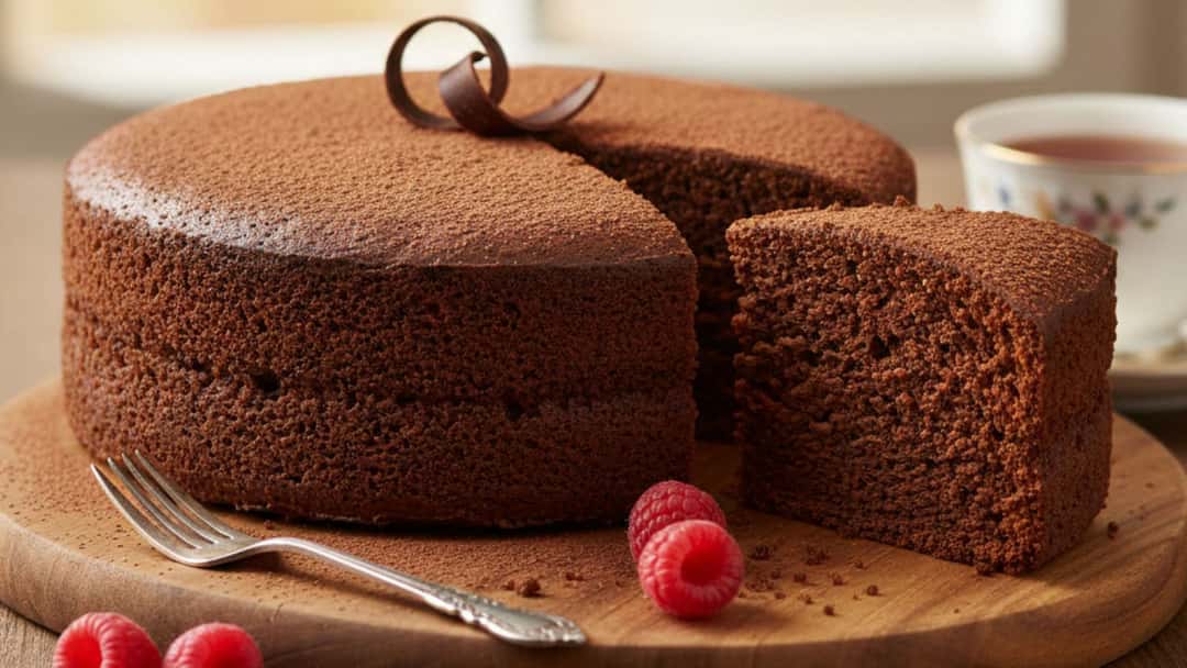 Soft Homemade Chocolate Cake Slice