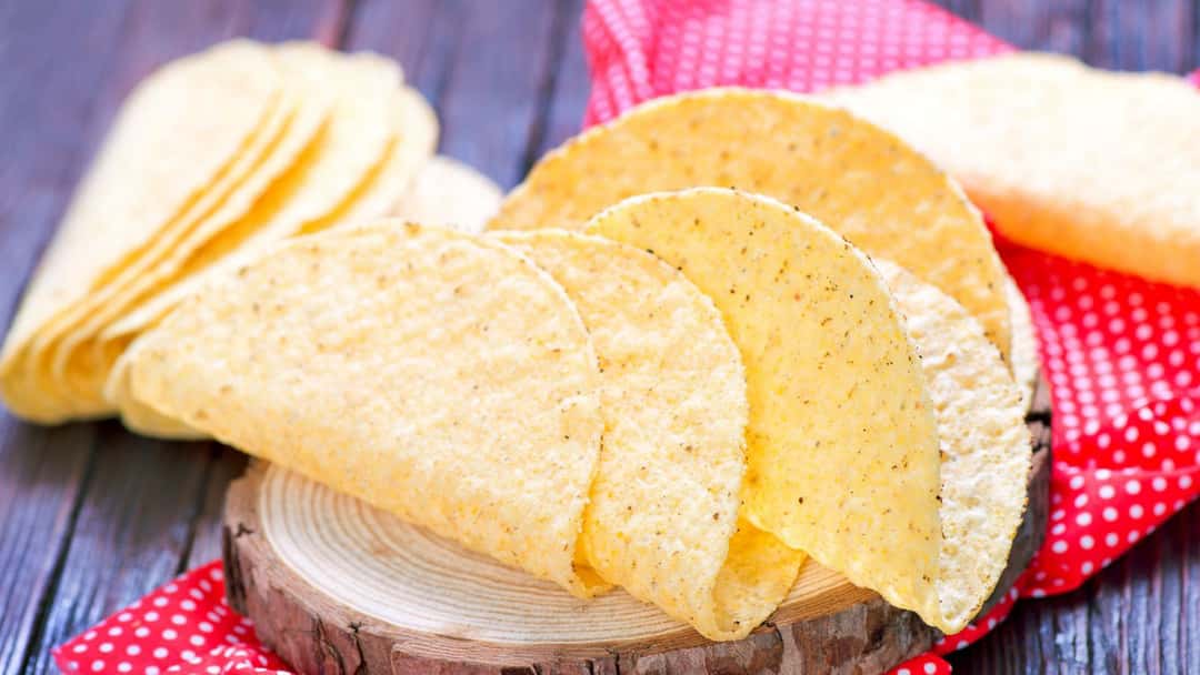 Taco shells spread out.