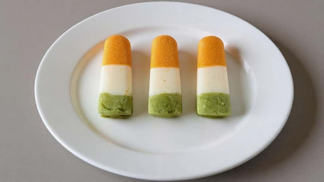 Tricolour kulfis on a plate