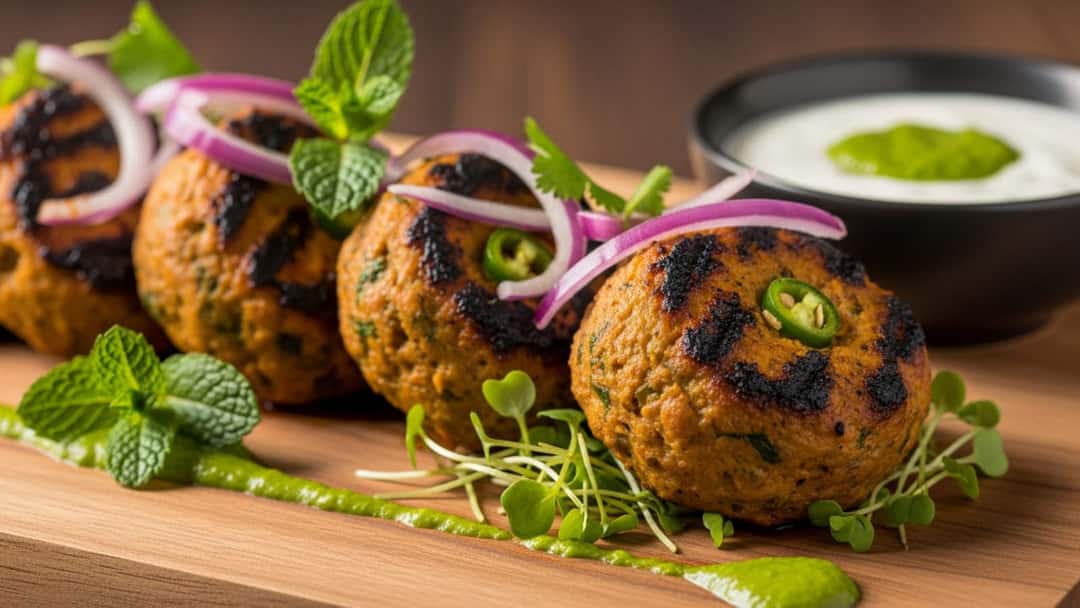 Platter of chicken keema kebabs