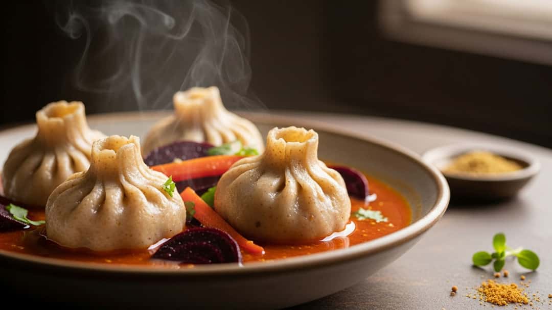 Steamed whole wheat kanji dumplings in a bowl 