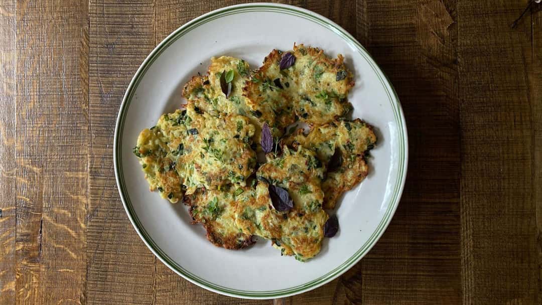 Zucchini fritters on a plate
