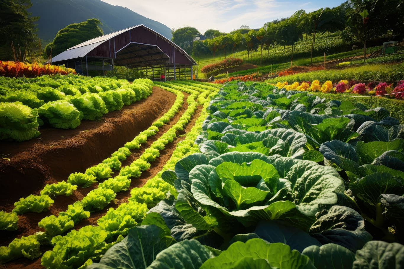  Home garden with plants and flowers