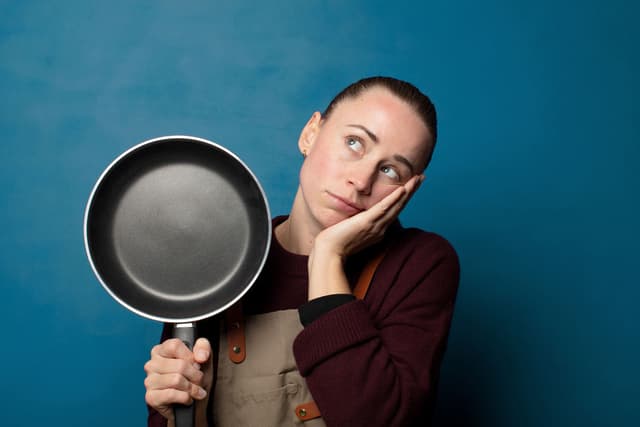 Tired person feeling too lazy to cook