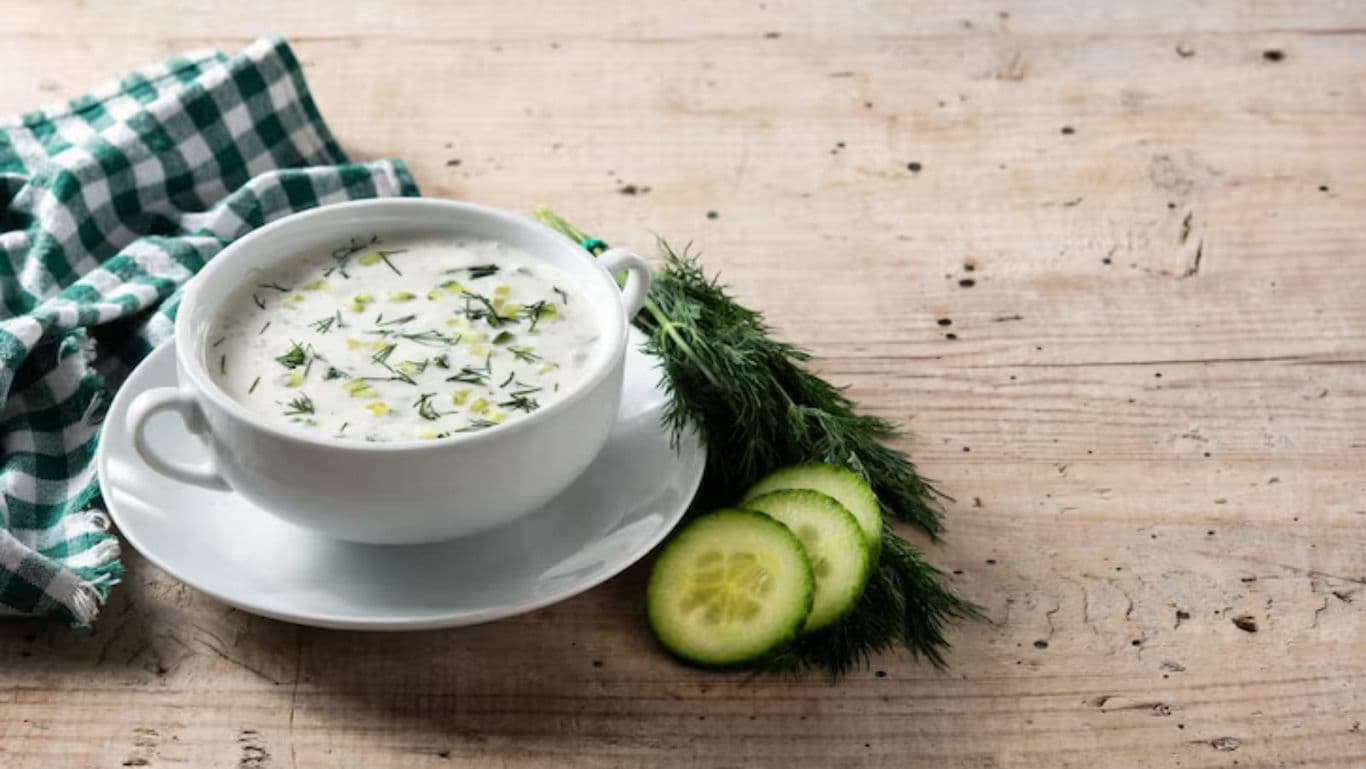 Cold cucumber soup with fresh dill