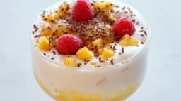 Aamras Parfait in a glass