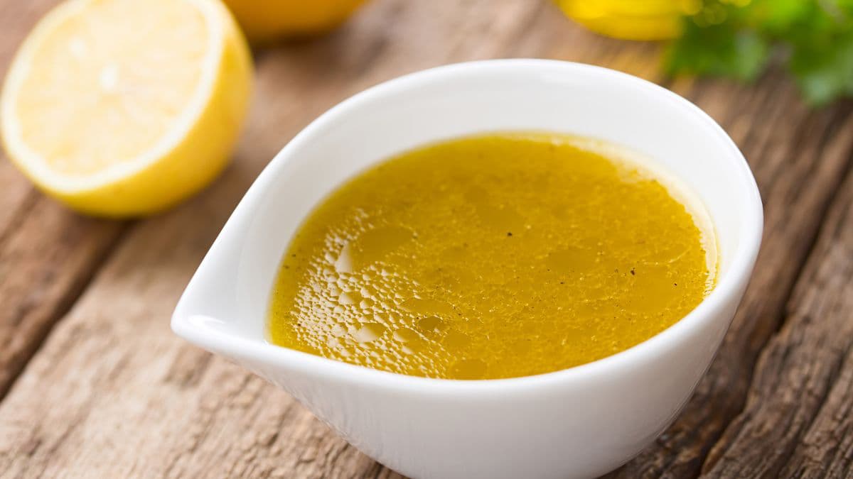 Close-up of salad sauce