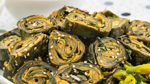 air-fryer-patra-recipe-crispy-gujarati-style-taro-leaf-spirals-with-minimal-oil-thumbnail