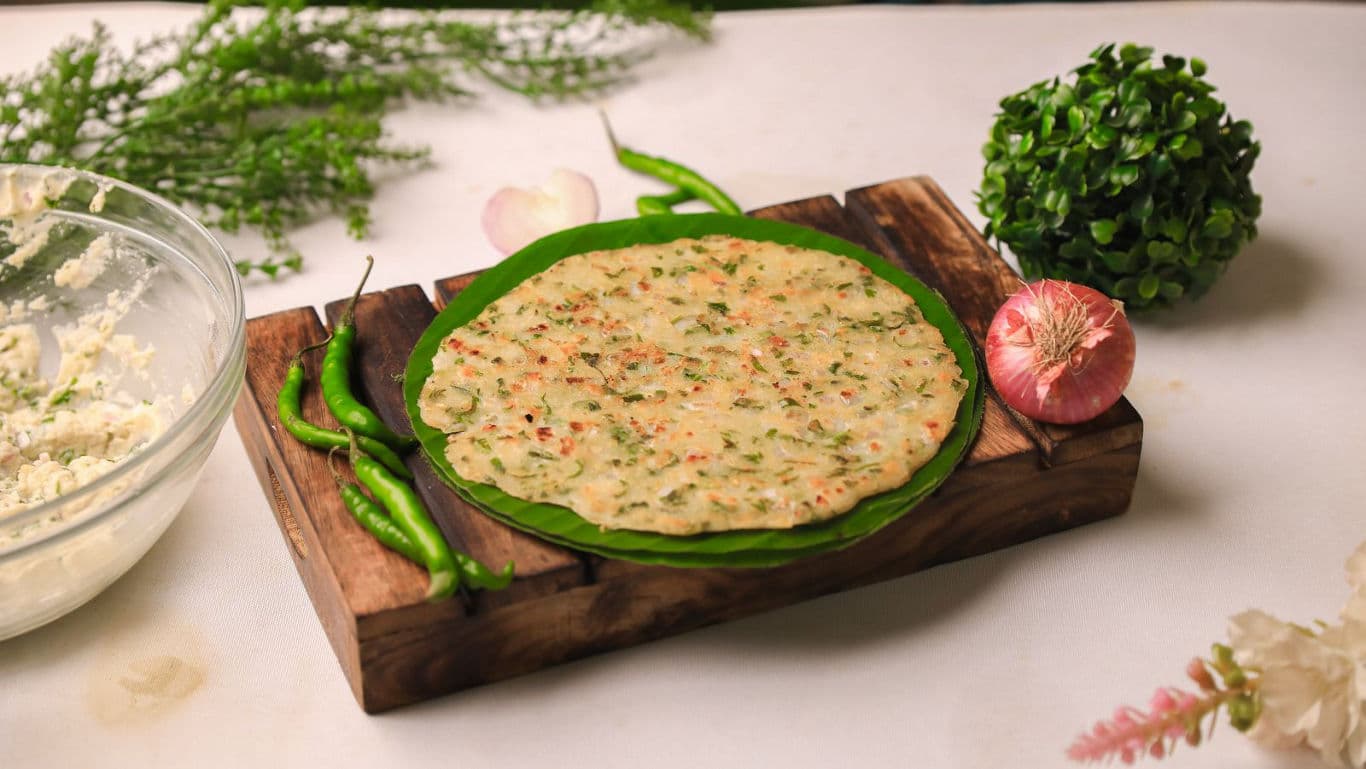 Indian Flatbread Dough Preparation with Fresh Vegetables
