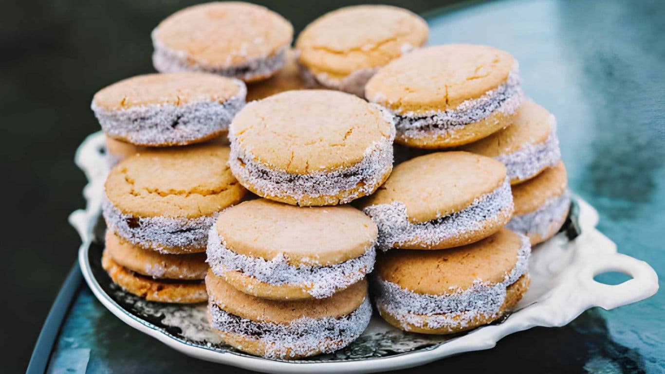Stacked Alfajores on Decorative Plate