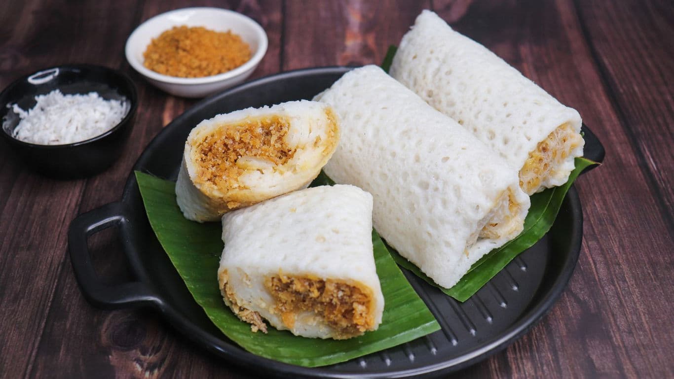 Traditional rice crepes filled with coconut