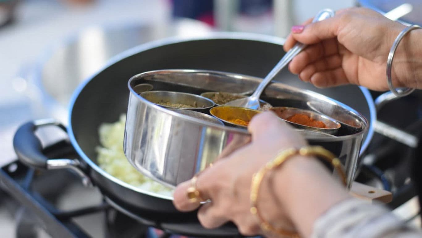 Cooking in a home kitchen 
