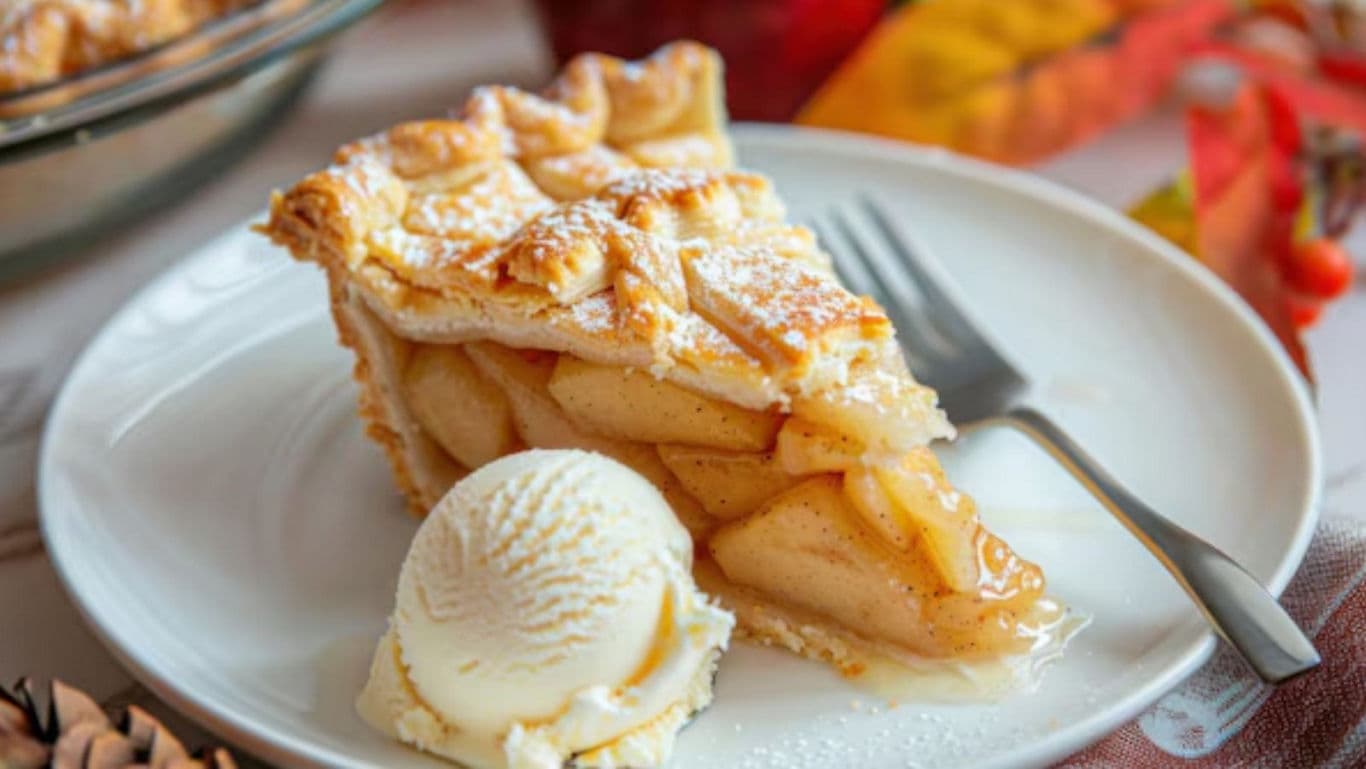 Slice of Apple Pie with Vanilla Ice Cream